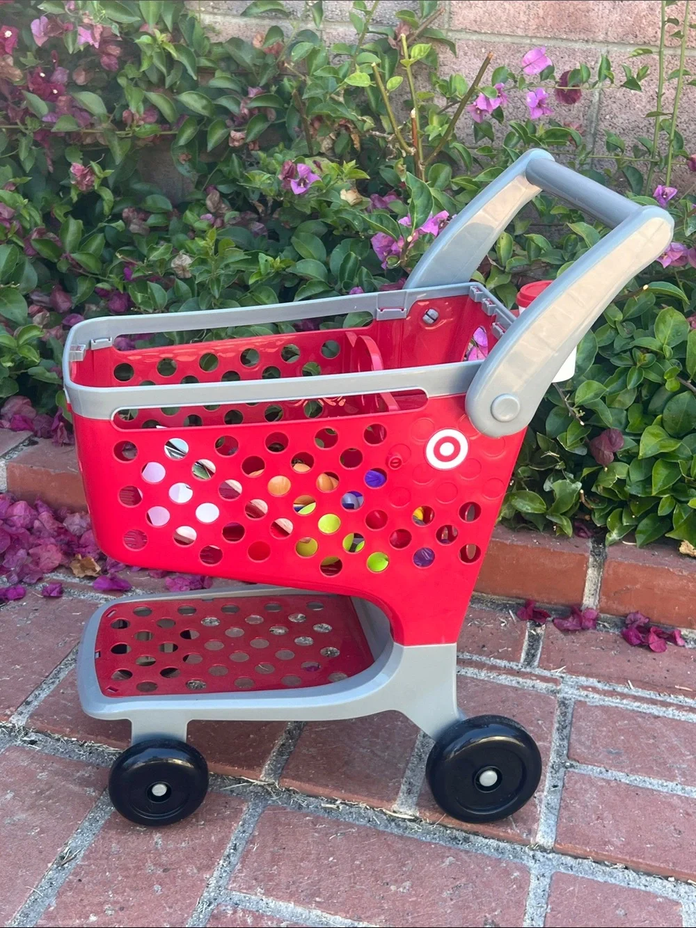 Target Red and Gray Kids Shopping Cart Toy with Cup Holder